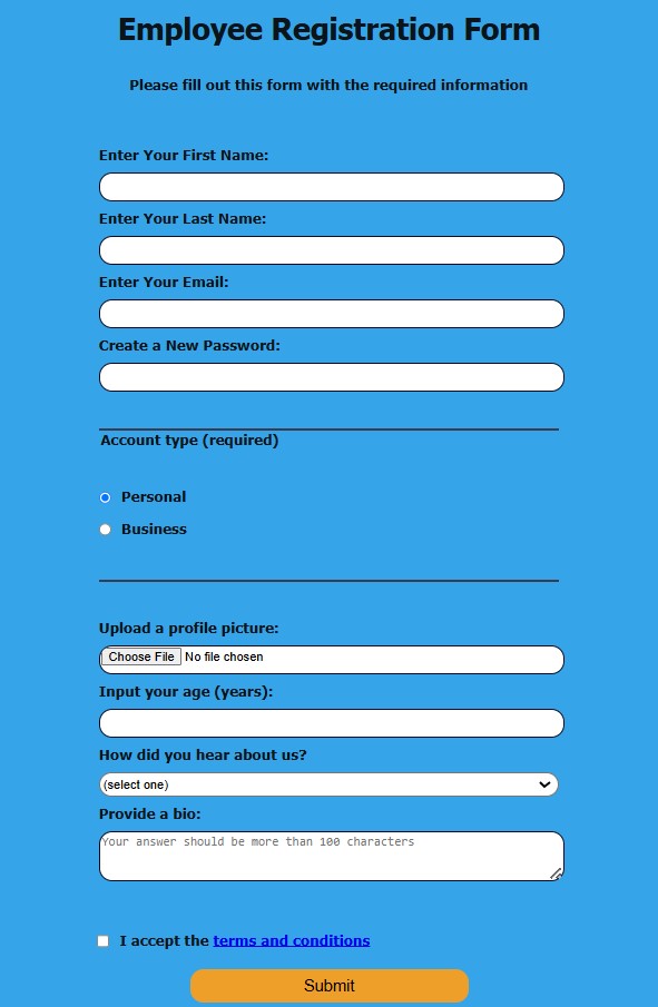 Employee form image