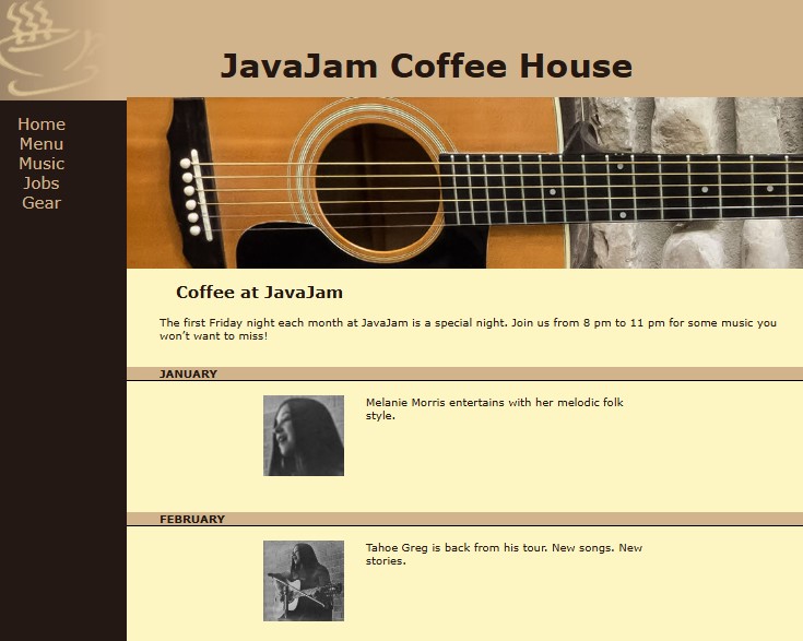 music web page image