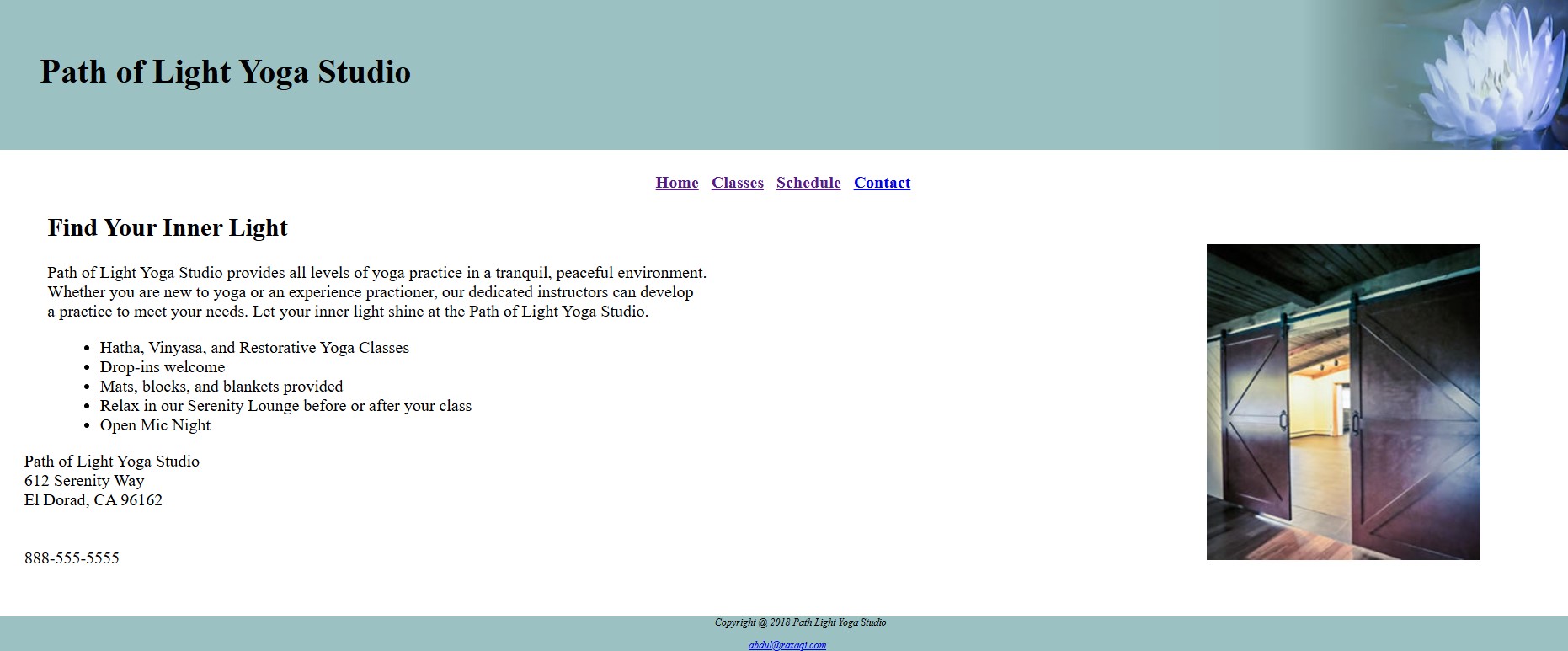 yoga web page image